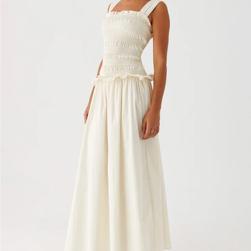 NWT Peppermayo Cream Ruched Maxi Sundress